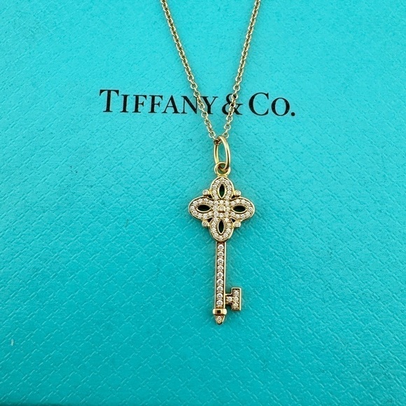 Tiffany & Co. Diamond Mini Victoria Key Necklace 18k Rose Gold 16" - Picture 3 of 7